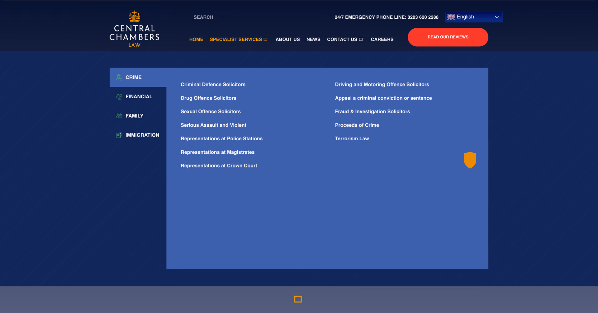 Central Chambers Law — website desktop view